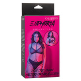 Euphoria Collection Plus Size Black Chain Halter Collar and Leash Set with Velvet Lining and Vegan Leather Womens Harnesses